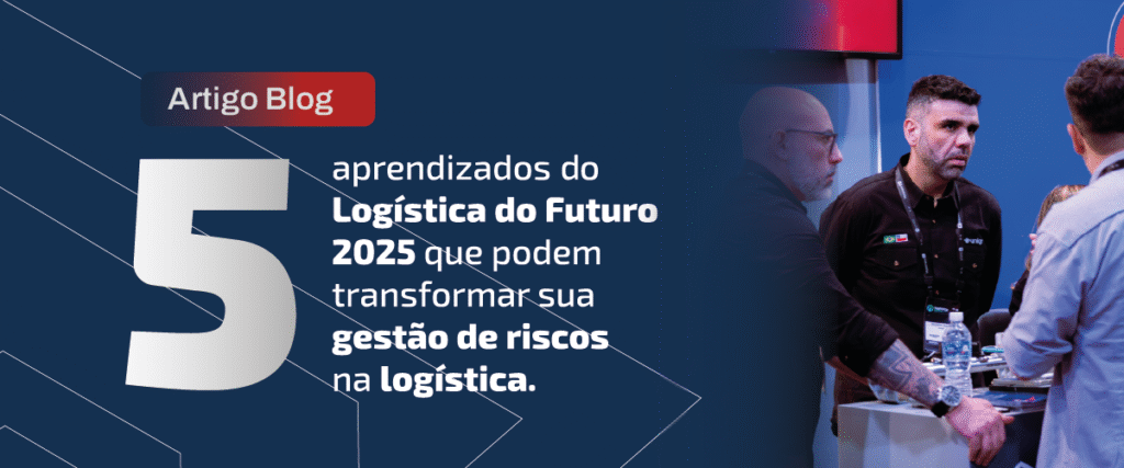 Executivos e profissionais do setor logístico participam do evento Logística do Futuro 2025, em um estande moderno da UNI GR, discutindo estratégias de gestão de riscos, eficiência operacional e inovação em transporte.