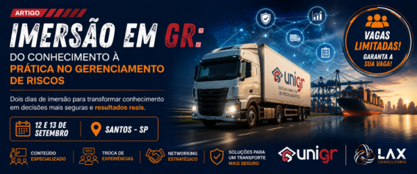 Imersão em gerenciamento de riscos — evento presencial organizado pela UNIGR e LAX Consultoria em Santos, dias 12 e 13 de setembro.
